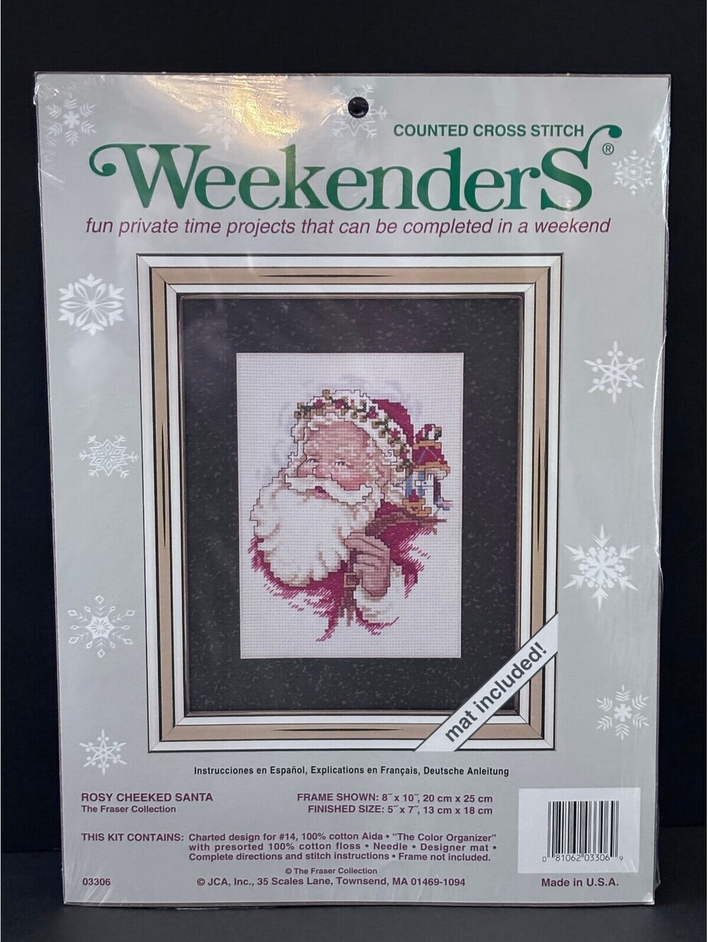 Janlynn Weekenders Rosy Cheeked Santa Cross Stitch Kit 03306 With Mat New Sealed